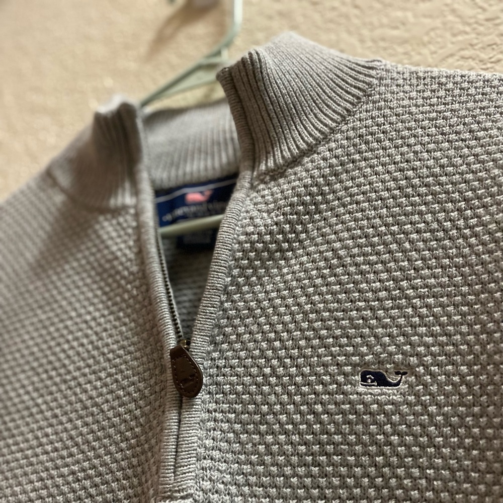 Vinyard Vines Mens Ribbed Quarter zip sweater